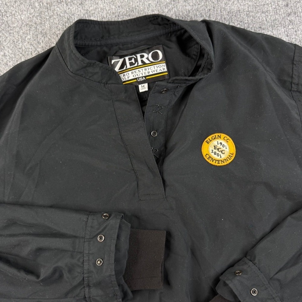 Vtg Zero Restriction Windbreaker Pullover Women Medium Black Golf Jacket USA